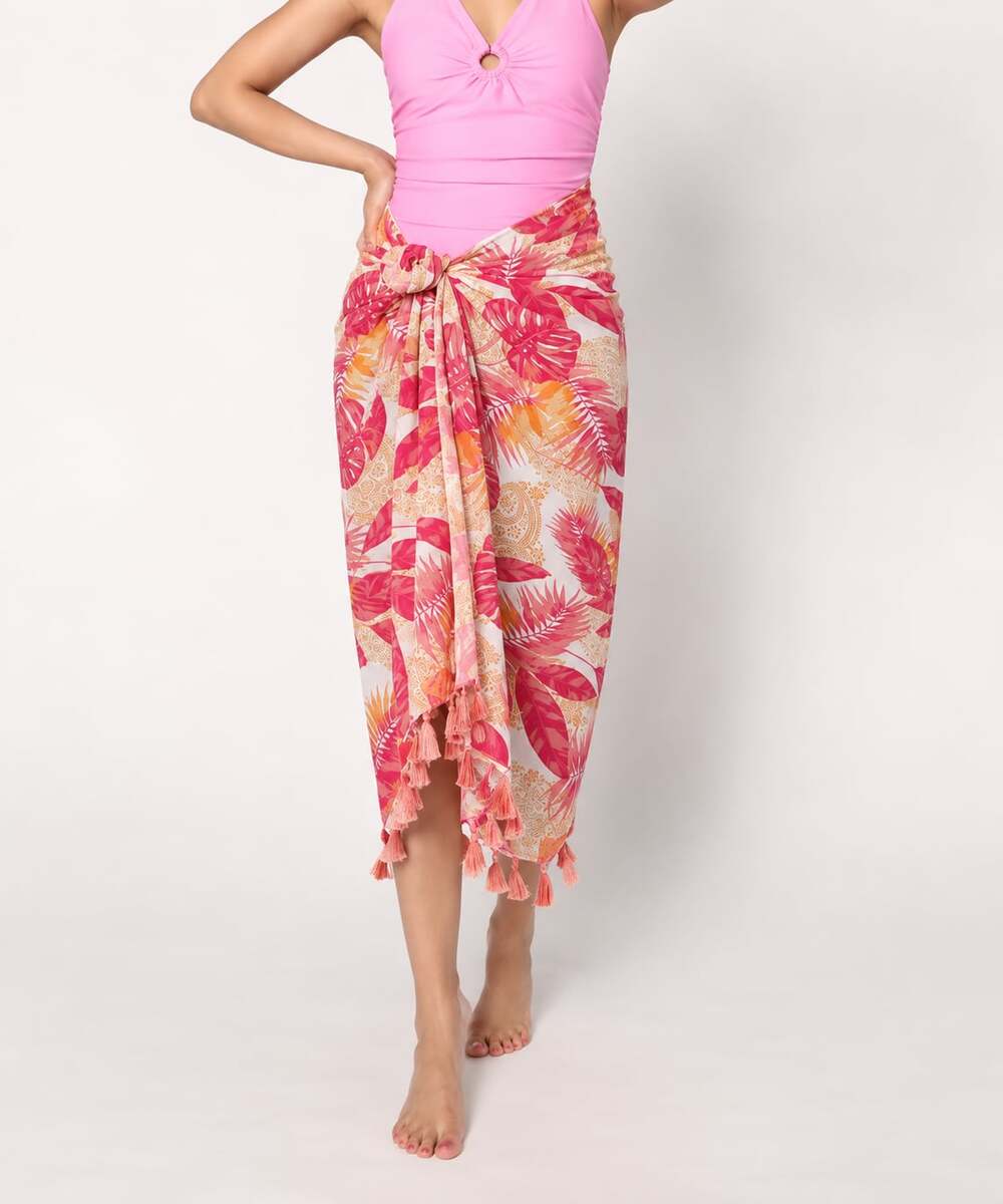Susan Graver Soleil Printed Sarong with Tassel Hem
